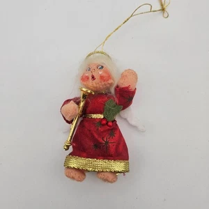 Annalee Poseable Angel Red Gown Horn Felt Christmas Holiday Ornament - Picture 1 of 3