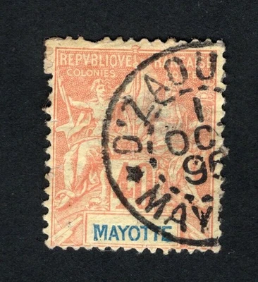 Comoros 1892 stamp Mi#10 Mayotte used CV=17$ - image 1 of 2