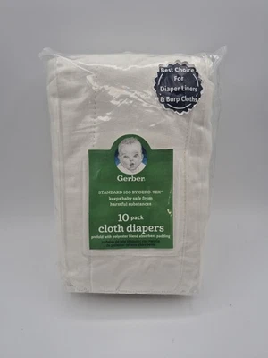 Pañales de tela Gerber preplegables paquete de 10 20"x 14" acolchado eructo tela blanco NUEVO Foto 1 de 3