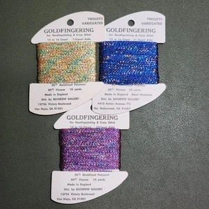 Twilleys Variegated Goldfingering Metallic Thread Lot of 3 Colors VTG Embroidery - Picture 1 of 7