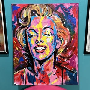1 of 1 Marilyn Monroe Graffiti Inspired Acrylic on Canvas Painting 16x20 - Picture 1 of 6