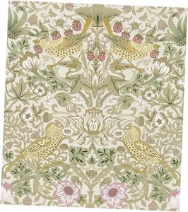 William Morris Vintage Peel and 17.3" x 118.1" White Flower/Strawberry/Bird - Picture 1 of 7