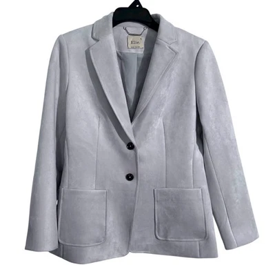 Chaqueta Blazer Elie Tahari Imitación Cuero/Gamuza Forrada Bolsillos Leer Descripción  Foto 1 de 4