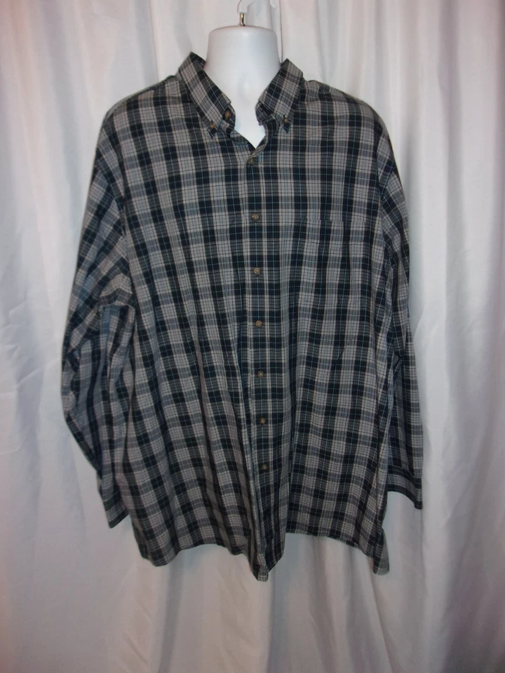 Camisa con botones manga larga a cuadros azul, gris y blanco Harbor Bay TALLA 2XLT Foto 1 de 3