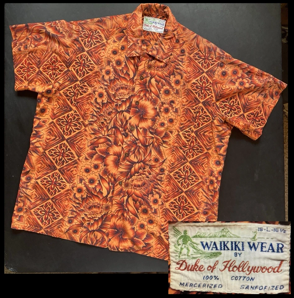 Camisa Hawaiana Waikiki Wear Duke Of Hollywood Años 50 De Colección Años 50 60 Aloha Foto 1 de 4