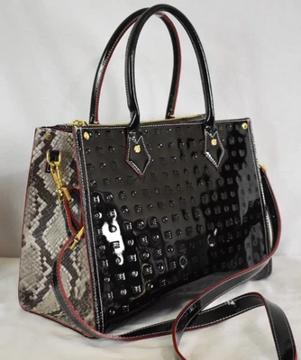 BOLSO BANDOLERA ARCADIA NEGRO CHAROL PIEL DE SERPIENTE HECHO EN ITALIA Foto 1 de 4