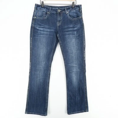 Женские джинсы Cowgirl Tuff Touch Of Class 30 Цвет синий Вырез с блестками Шов Эластичные - Изображение 1 из 4