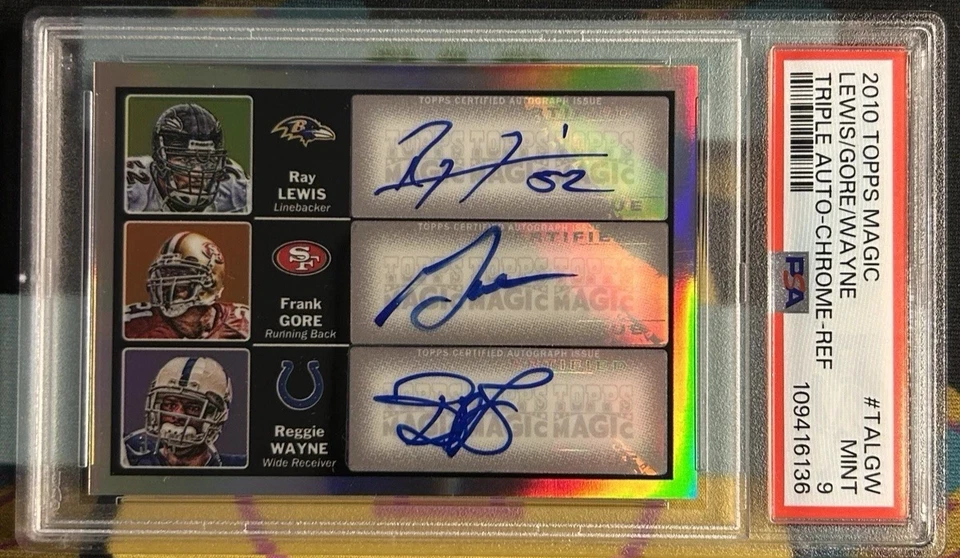 2010 Topps Magic #TALGW Lewis/Gore/Wayne Triple Auto Chrome Refractor 3/5 PSA 9 - Image 1 of 2