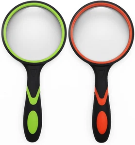 2 Pack 75Mm 10X Handheld Magnifying Glass,Rubber Reading Magnifier for Kids Seni - Picture 1 of 12