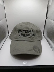Whitetails Unlimited Khaki Green Adjustable Hat Cap Deer Embroidered Clean - Picture 1 of 6