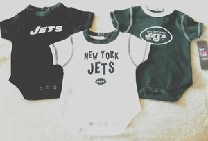 JUEGO DE BODYS DE FÚTBOL AMERICANO DE ALGODÓN TALLA INFANTIL 0-3M NFL NEW YORK JETS NUEVO CON ETIQUETAS - Imagen 1 de 1