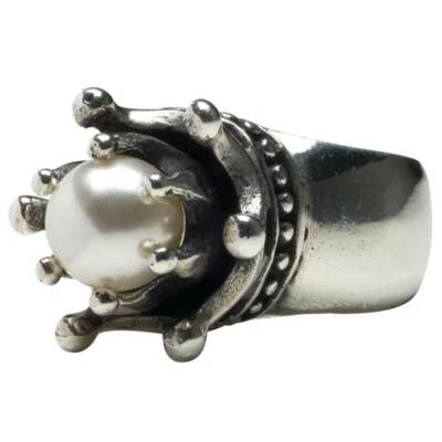 Anillo Femme Metal Reina Diosa Perla en Corona Fina Plata de Ley 925 925 5-9 Foto 1 de 3