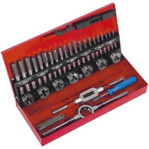 Set di stampi metrici per rubinetto e spacco 32 pezzi - da M3 a M12 - filettatura manuale barra e presa - Foto 1 di 6