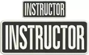 instructor embroidery patches 4x10 And 2x5 hook white letters - Picture 1 of 1