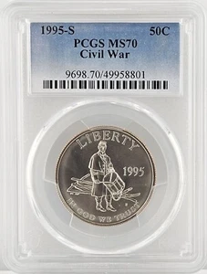 1995-S 50C Civil War Commemorative Half Dollar MS70 PCGS - Picture 1 of 2