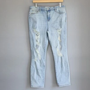 Judy Blue Jeans Womens 15/32 Blue Boyfriend Fit Ripped Distressed High Rise - Picture 1 of 8