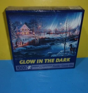 NEW Bits and Pieces 500 Pc Glow in the Dark Puzzle All Is Bright Snow Scene  - Picture 1 of 1