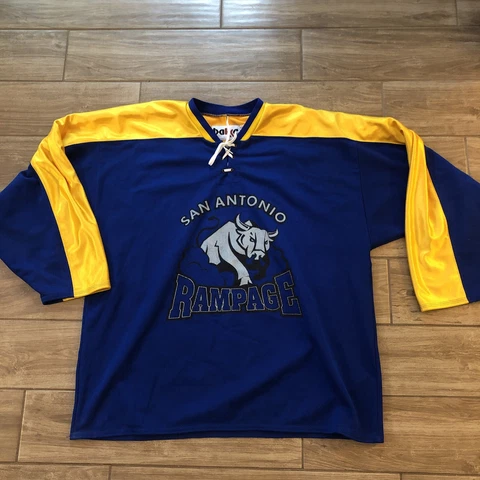 SAN ANTONIO RAMPAGE AHL HOCKEY JERSEY SIze XL Blue & Yellow #12 Cover