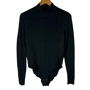Icebreaker Womens Sz M Bodysuit Queens Long Sleeve High Neck Black Merino Wool - Picture 1 of 8