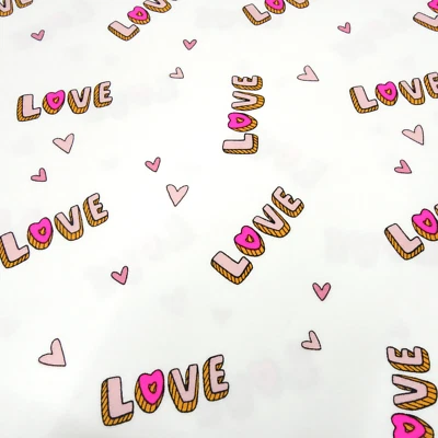 Stoff Baumwolle Jersey Neon Love Herzen weiß rosa neon-pink bunt Kleiderstoff - Bild 1 von 4