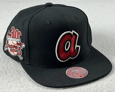 MITCHELL & NESS Atlanta Braves Team Classic Coop Black Adjustable Snapback Hat - Image 1 of 4