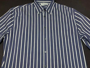 Vince Mens Button Front Short Sleeve Cotton Polymide Spandex Stripe Shirt S - Picture 1 of 4