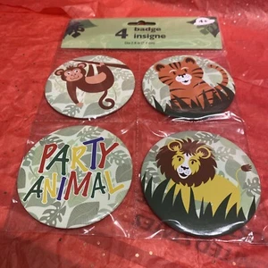 Brandneu Tier Affe Tiger Löwe Party Tier 4er Pack Sammler Pin Set - Bild 1 von 6