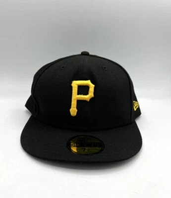 New Era Pittsburgh Pirates Hat Cap Size 7 3/4 Fitted Black 59Fifty On Field - Image 1 of 4