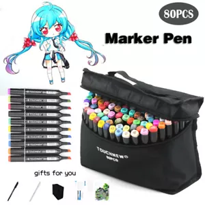 Marker Pen 80 Color Set Graphic Art Sketch Twin Point Broad Point Un-Copic Touch - Picture 1 of 10