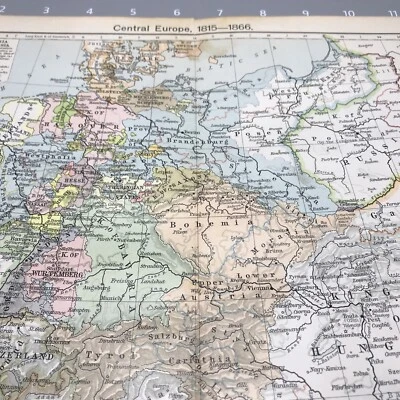 Year 1815-1866 Central Europe 1910's Antique Color Map Folded Wall Art - Image 1 of 4