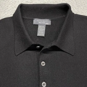 Toscano Sweater Polo Collar Black Merino Wool Made in Italy Mens 2XT Tall XXLT - Picture 1 of 11