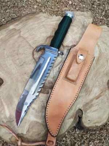 CUSTOM HANDMADE D2 STEEL HUNTING BOWIE KNIFE SURVIVAL KNIFE WITH HOLLOW HANDLE - Picture 1 of 1