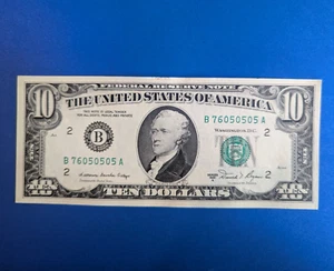 1981 Series $10 Dollar Bill Banknote Old Design NYUS cool number B76050505A - Picture 1 of 7