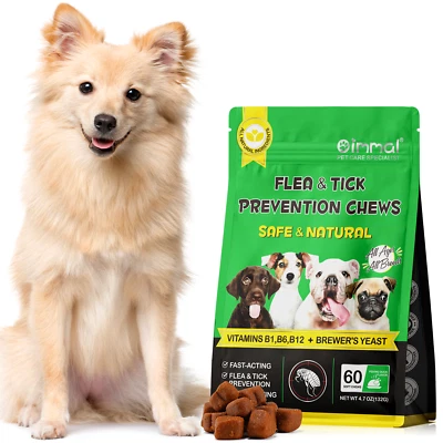 OIMMAL FLEA and TICK Soft Chews Treats for DOGS Natural Ingredients Treatment 60 Treats