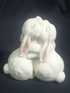 Abrazos Vintage Cerámica White Bunnies Por Homco 1999 Firmado - Imagen 1 de 7