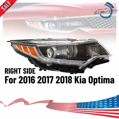 RH For Kia Optima 2016-2018 Headlight Halogen with LED DRL Right Passenger Side - Image 1 of 4