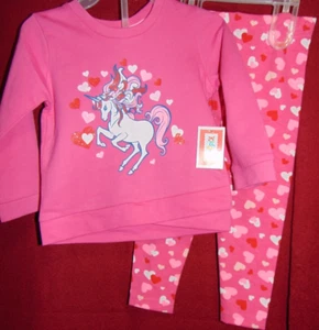 PINK UNICORN w/ HEARTS Size 18m Sweatshirt & Legging Set by Kidgets NEW W/ TAGS! - Picture 1 of 4