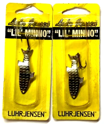 JUEGO DE 2 señuelos de pesca Luhr-Jensen 1/6 oz Lil Minno cuchara de níquel hechos en EE. UU. Foto 1 de 4
