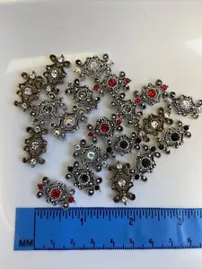 Swarovski Slider Metallo Cristallo Perline Distanziatori Multicolore 20 Pezzi ROTOLO - Foto 1 di 5