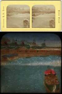 vue stéréo PARIS VUE SUR LA SEINE vers 1860 / tissue polyorama  - Picture 1 of 3