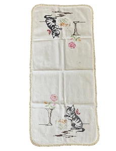 Bufanda corredor tocador mesa pecera gato cosida a mano 37" L x 17" W de colección - Imagen 1 de 14