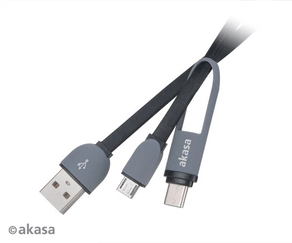 Akasa AK-CBUB35-10BK USB Type C and Micro B to USB 2.0 Type A Cable 1M - Image 1 of 1