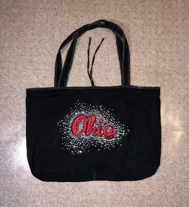 Campus Couture Ohio State Buckeyes Logo Tote Bag Rhinestones 22x13.5x2.5 Black - Picture 1 of 3