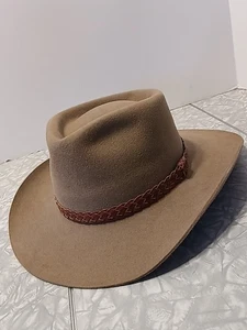 Akubra Mens Snowy River Fur Felt Hat Light Brown Sz 59 Australian Cowboy - Picture 1 of 5