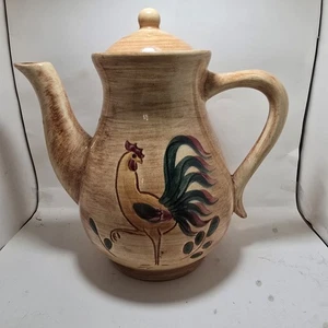 Vintage Pennsbury Pottery Rooster Coffee Pot Stoneware 8" Hand Painted Folk Art - Picture 1 of 11