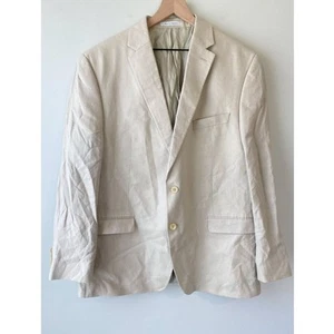 Ralph Lauren Mens 100% Linen Blazer Sport Jacket 46L Tan Wedding Two Button - Picture 1 of 11