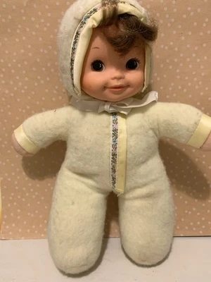 "De colección 1983 Mattel 1st SNUGGLE BABY DOLL 12"" vinilo cara peluche morena juguete" Foto 1 de 4