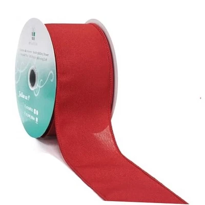  Fita de tecido de estopa com fio 2,5 polegadas x 20 jardas para o Natal 2,5" x 20y vermelha - Imagem 1 de 4