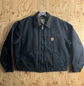 Giacca vintage Carhartt Detroit J97 BLK coperta foderata uomo XL nera vestibilità regolare - Foto 1 di 20