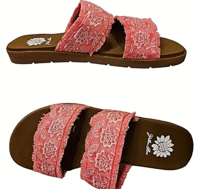 YellowBox Sandal Slip On Womens 8 Pink Findlay 60329 Multi Strap Cushioned New - Image 1 of 4